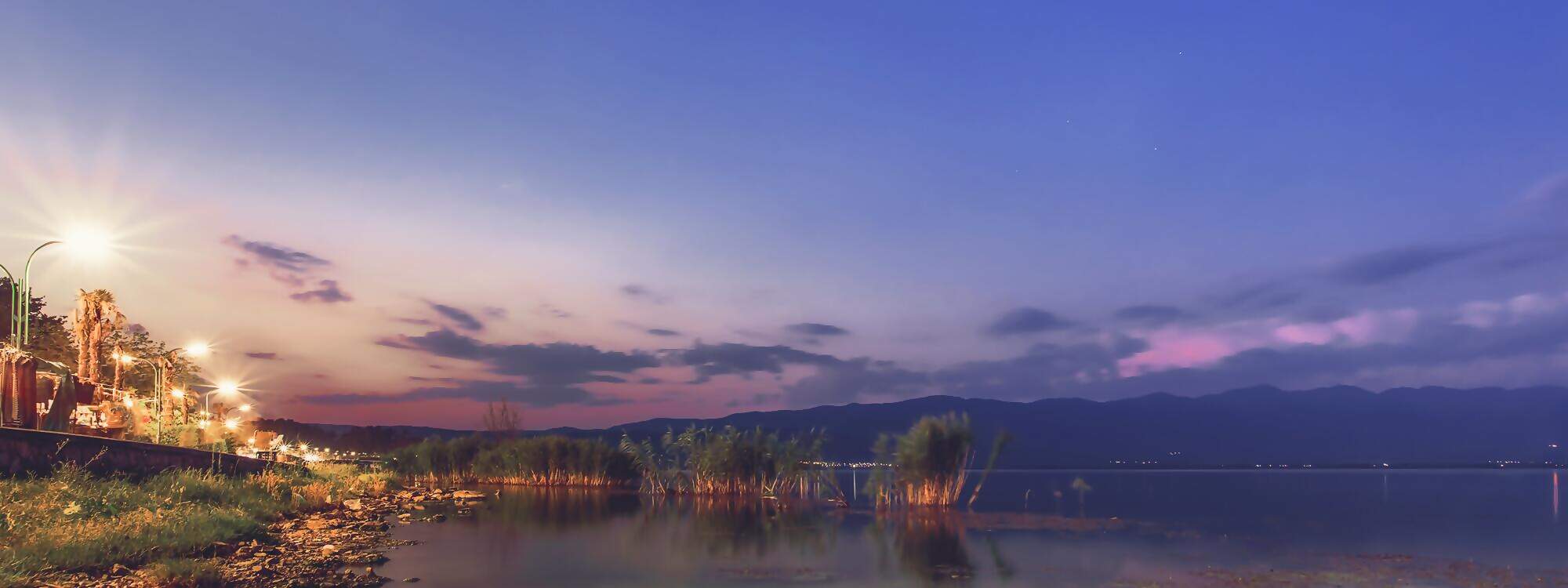 Ruhiger Abend am See - Sonnenuntergang am See Dojran in Nordmazedonien